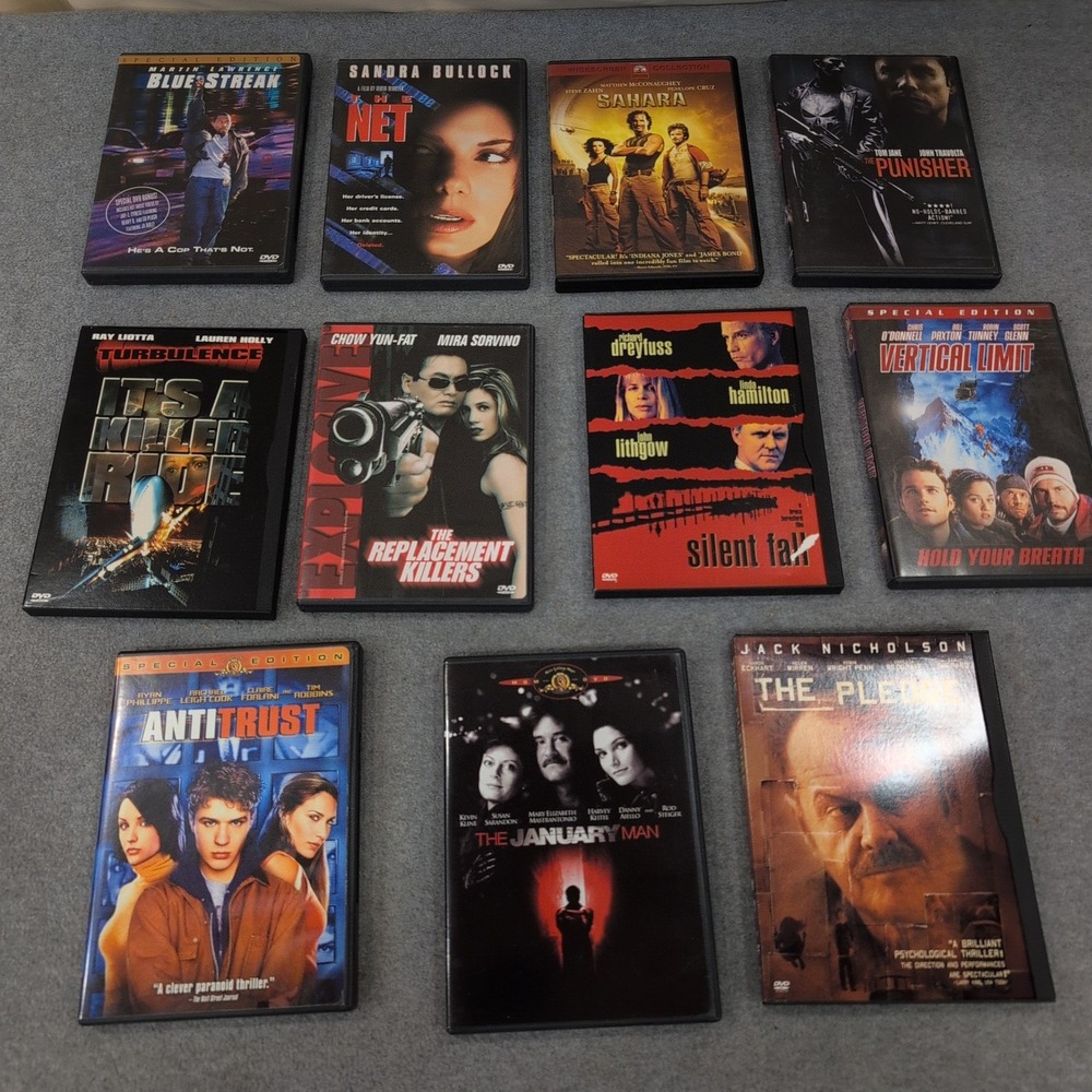 DVD Movie Lot 11 Action Thriller Drama Blue Streak The Net Sahara Punisher VG - Picture 1 of 1